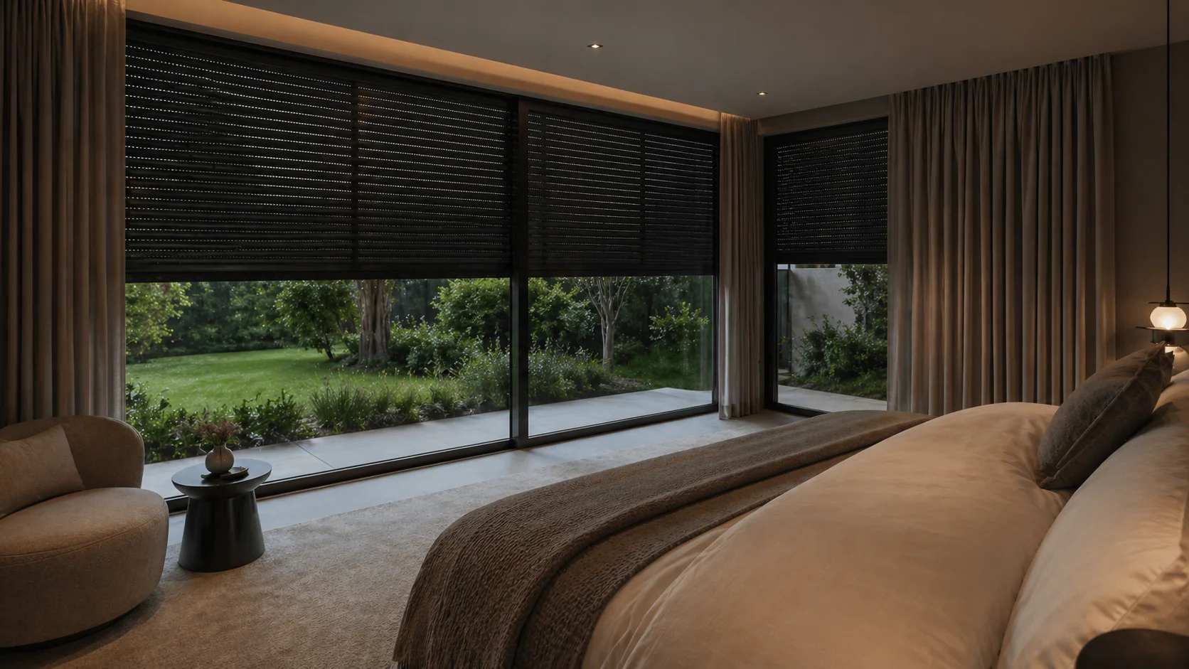 Slaapkamer met rolluik voor rust en verduistering